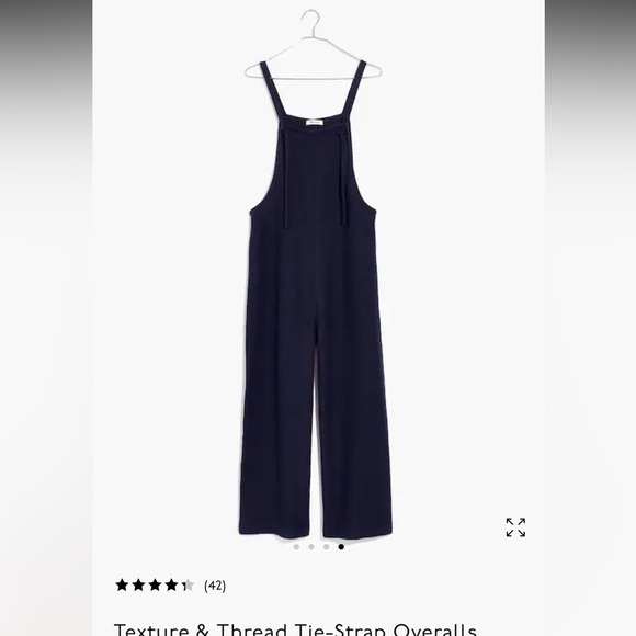 madewell texture and thread tie strap overalls - deep navy - Picture 4 of 9